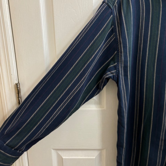 Duckhead Men’s Striped Flannel Button Down Navy Blue Green Vintage 90s Y2K XL - Picture 5 of 13